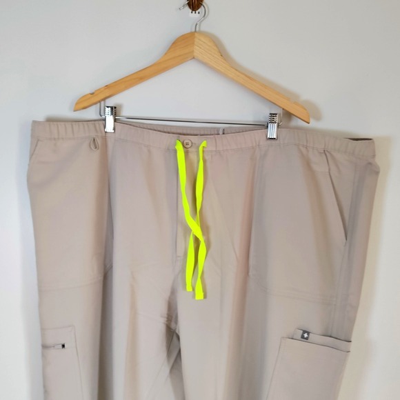 NWT Figs 6XLS Beige Pisco Basic Straight Leg Stretch Waist Drawstring Scrubs - Picture 4 of 10